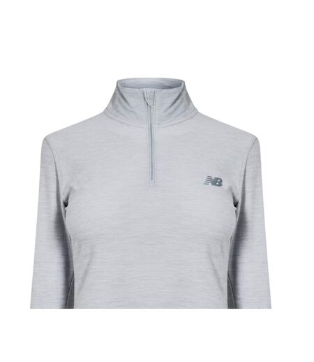 Womens/ladies Space Dye Quarter Zip Running Track Top Grey New Balance