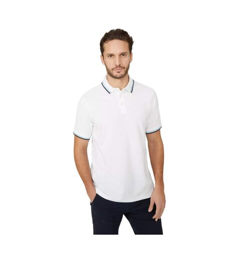 Mens Pique Tipped Polo Shirt White Maine