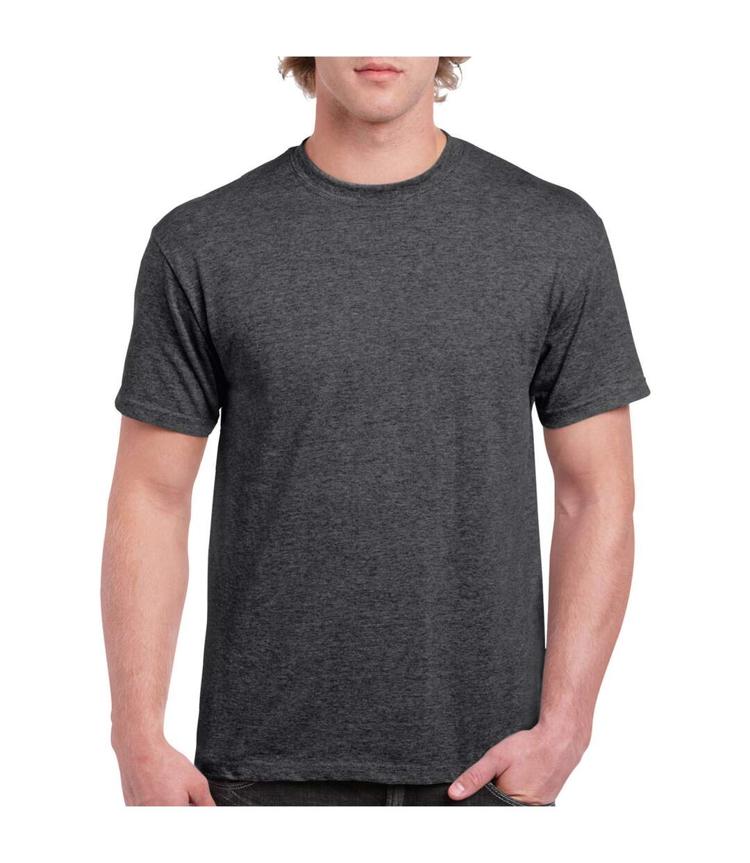 Unisex adult heather t-shirt dark heather Gildan-4