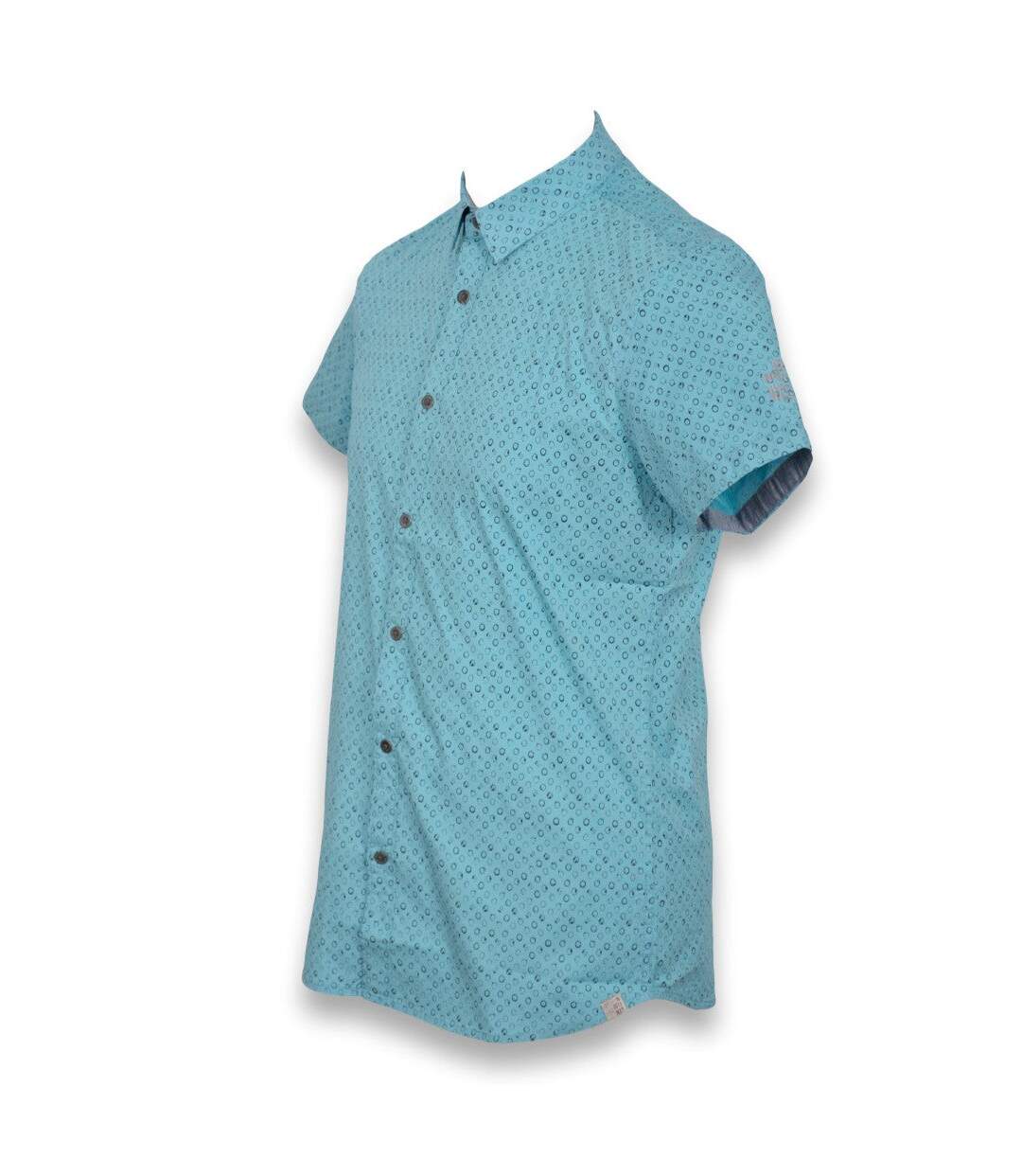 Chemise homme manches courtes de couleur bleu-3