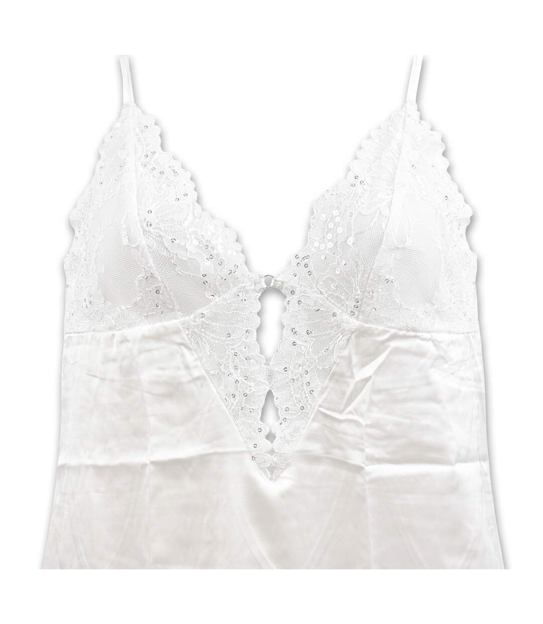 OZABI Nuisette et Kimono Femme Satin Effet Soie Dentelle Pailletée-3