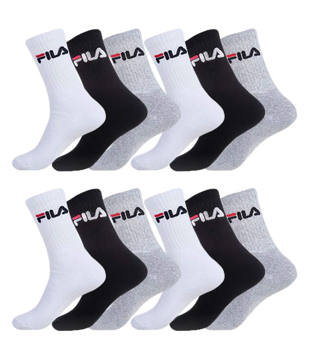 Lot de 12 Paires de Tennis Fila Blanc et Noir 39/42