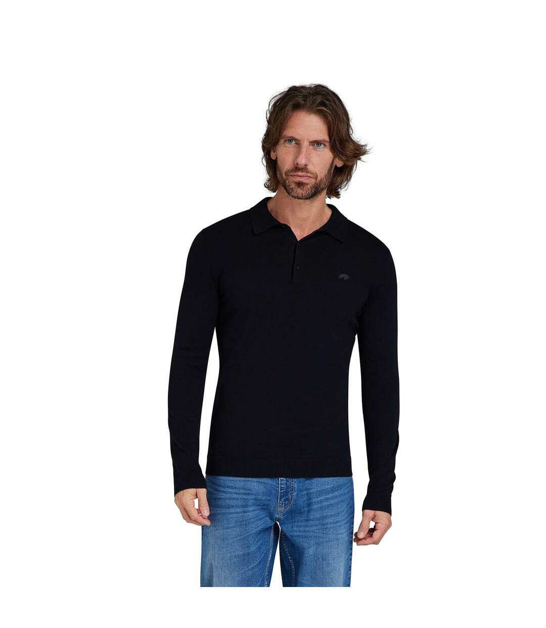 Mens Knitted Classic Polo Shirt Black Raging Bull-4