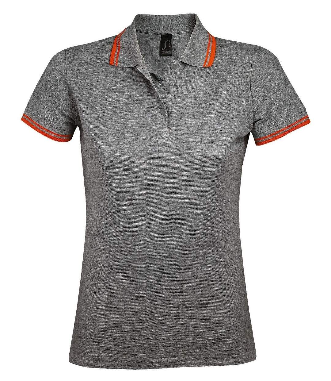 Polo femme - 00578 - gris et orange