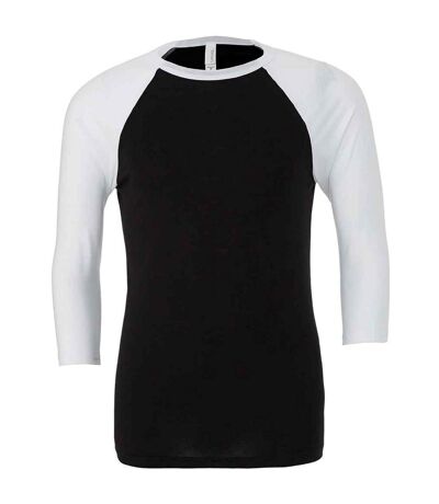 Unisex adult 3/4 sleeve baseball t-shirt black/white Canvas