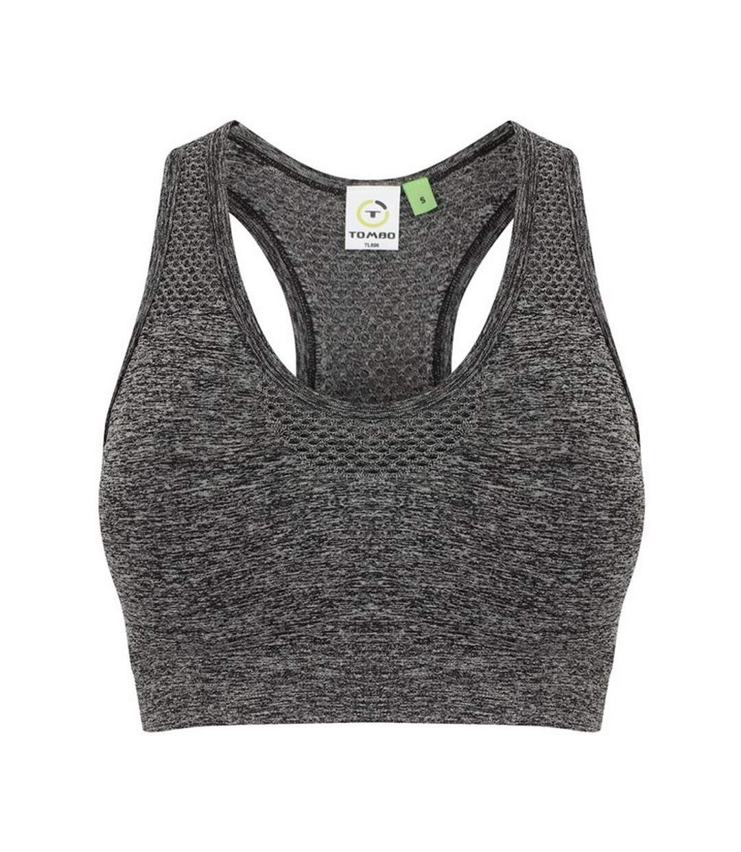 Womens/ladies Seamless Sports Bra Dark Grey Marl Tombo-1