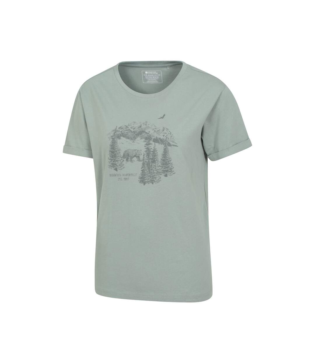 Womens/ladies Forest Bear Organic Loose Fit T-shirt Khaki Green Mountain Warehouse-3