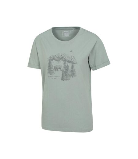 Womens/ladies Forest Bear Organic Loose Fit T-shirt Khaki Green Mountain Warehouse