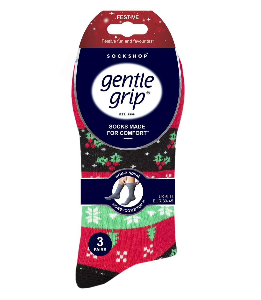 Gentle Grip - 6 Paires Homme Chaussettes Noel Sans Elastiques Fantaisie-2