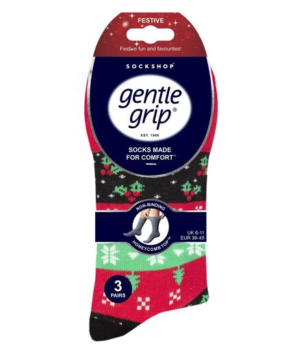 Gentle Grip - 6 Paires Homme Chaussettes Noel Sans Elastiques Fantaisie