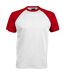 Kariban Mens Short Sleeve Baseball T-Shirt (White/Red)