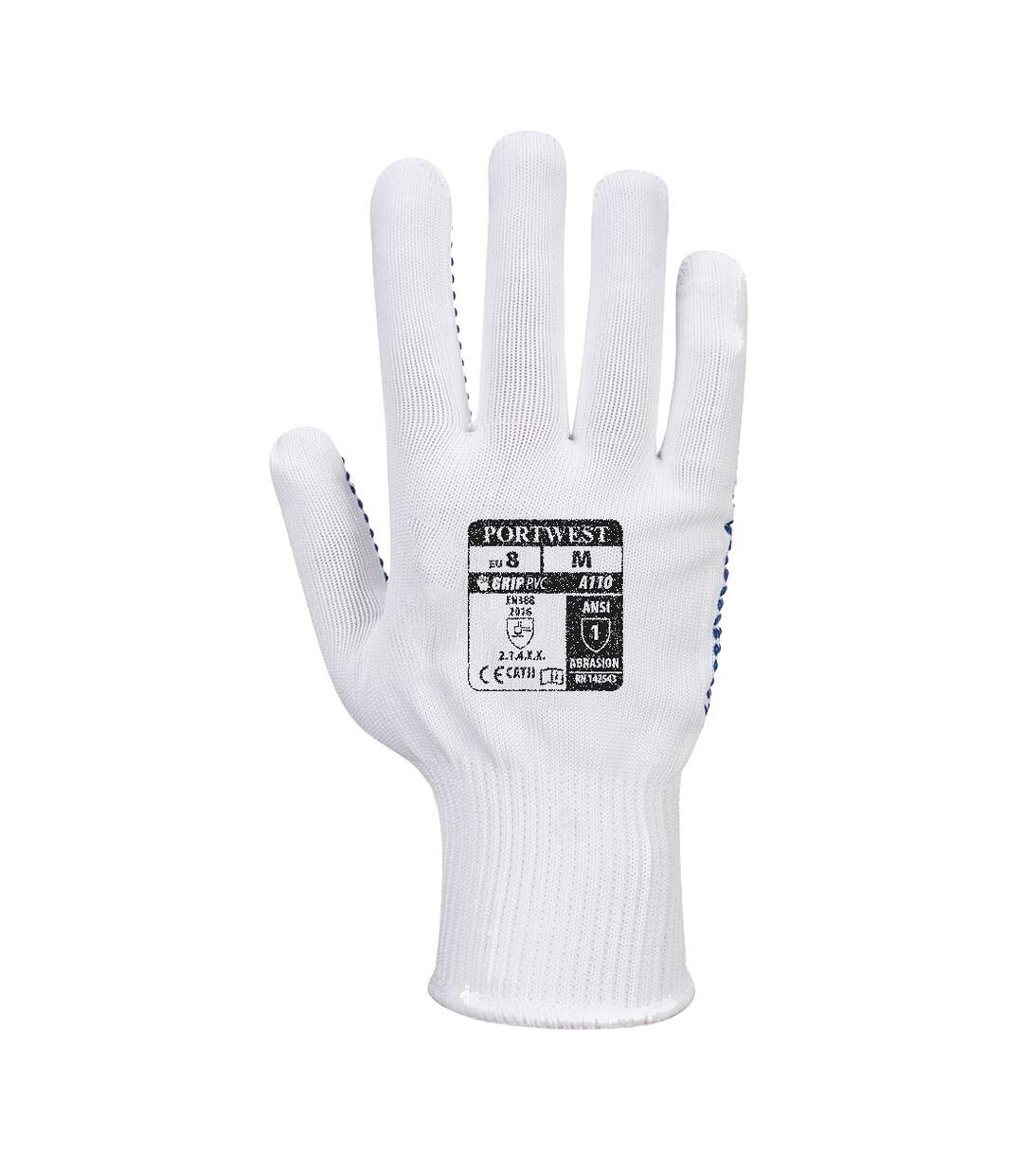 Unisex adult a110 polka dot grip gloves s white/blue Portwest-2
