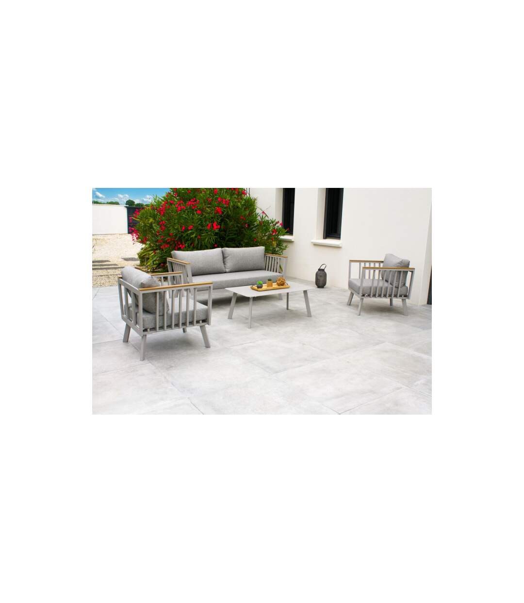 Salon de Jardin 5 Places Napoli 175cm Gris-5