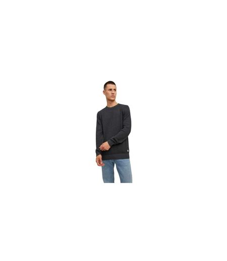 Mens Knitted Regular Jumper Dark Grey Melange Jack And Jones