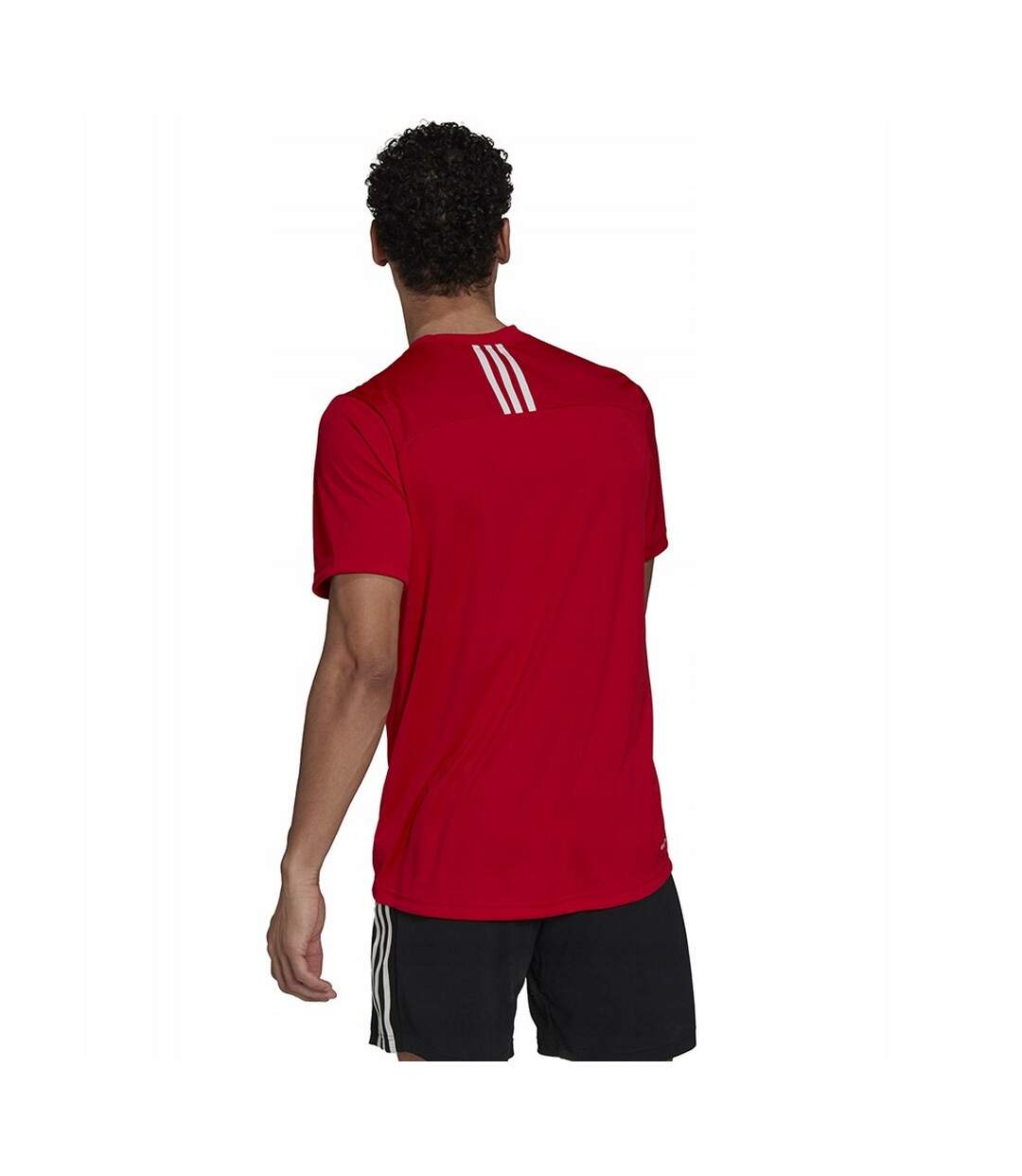 T-shirt Sport Style 3 Rayures Designed To Move Homme Rouge Adidas-3