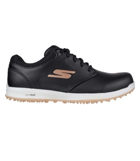 Womens/ladies go golf elite 4 hyper leather golf shoes black/rose gold Skechers