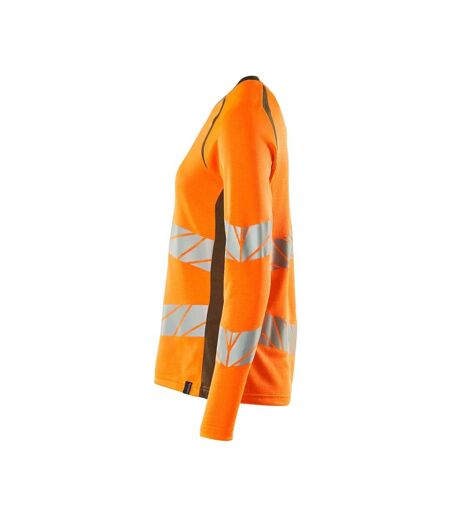 T-shirt Manches Longues Accelerate Safe Femme Orange Fluo Vert Kaki Foncé Mascot