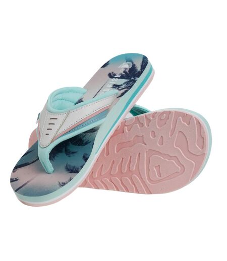 Womens/ladies thurleston palm tree flip flops aqua marine Weird Fish