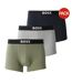 Lot De 3  Boxers Motif/style Logo Homme Vert Kaki Gris Bleu Marine Boss-2