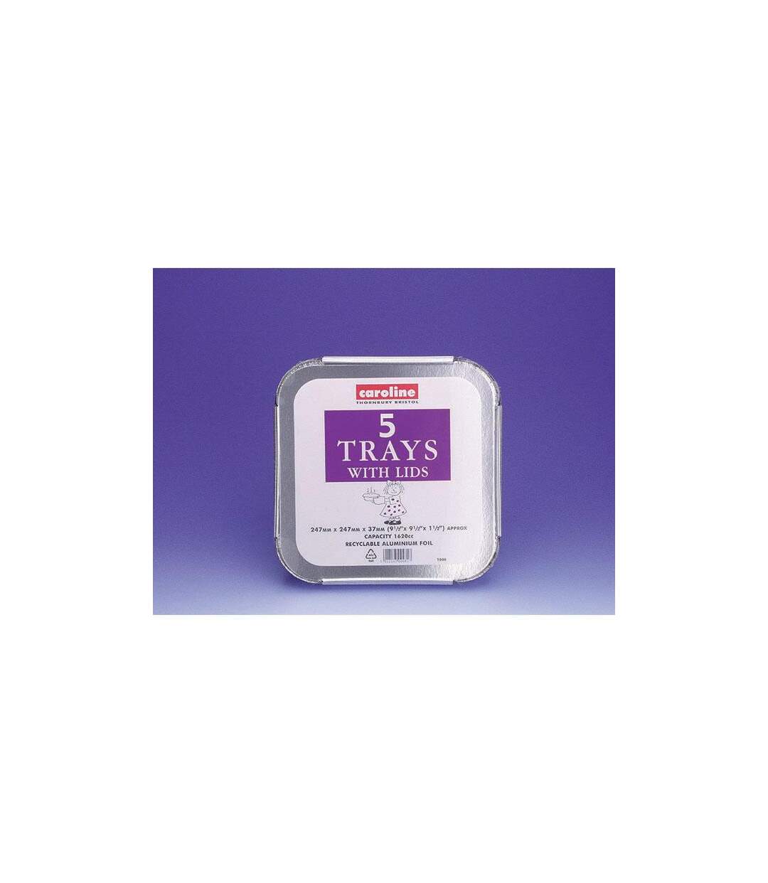 Caroline Foil Trays & Lids 60oz / 239 X 239 X 35mm 5pk 1008 One Size One Colour Universal Textiles-1