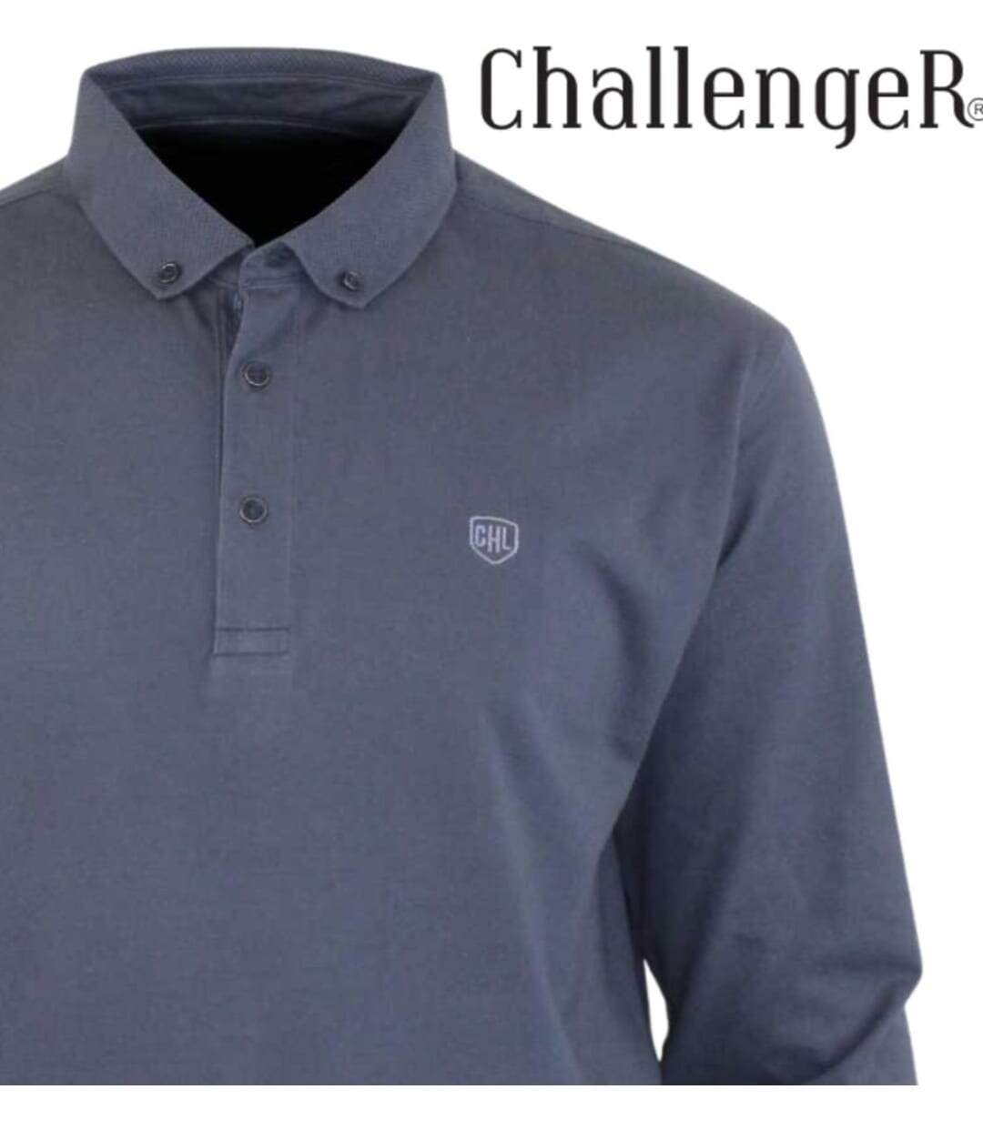 CHALLENGER NATHAN2 — Polo manches longues gris piqué : la touche chic et décontractée-2