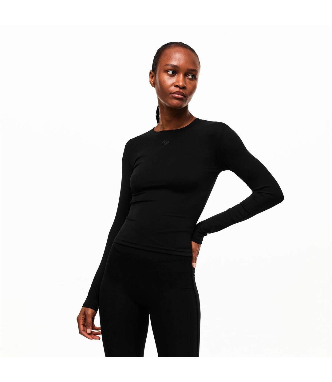 Womens/ladies Sculpting Long-sleeved T-shirt Black Couture Club-2