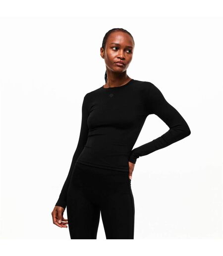 Womens/ladies Sculpting Long-sleeved T-shirt Black Couture Club
