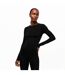 Womens/ladies Sculpting Long-sleeved T-shirt Black Couture Club-2
