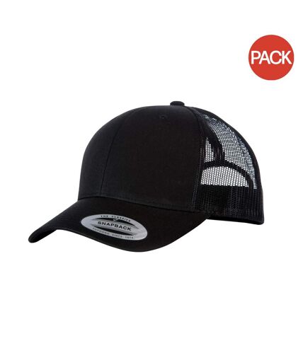 Lot de 2  casquettes flexfit adulte noir Yupoong