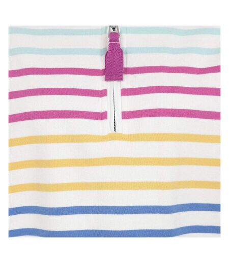 Womens/ladies Striped Quarter Zip Sweatshirt Rainbow Lazy Jacks