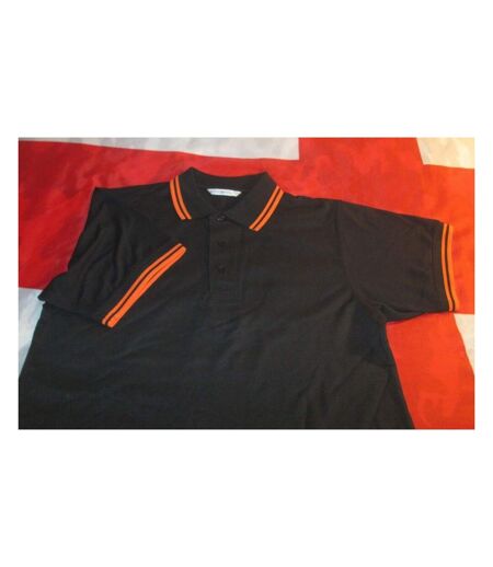 Kustom Kit Mens Tipped Piqué Short Sleeve Polo Shirt (Black/Orange) - UTBC613