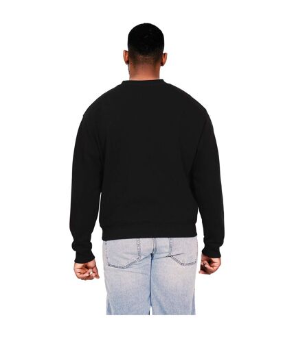 Casual Classics Mens Ringspun Cotton Extended Neckline Oversized Sweatshirt (Black) - UTAB592