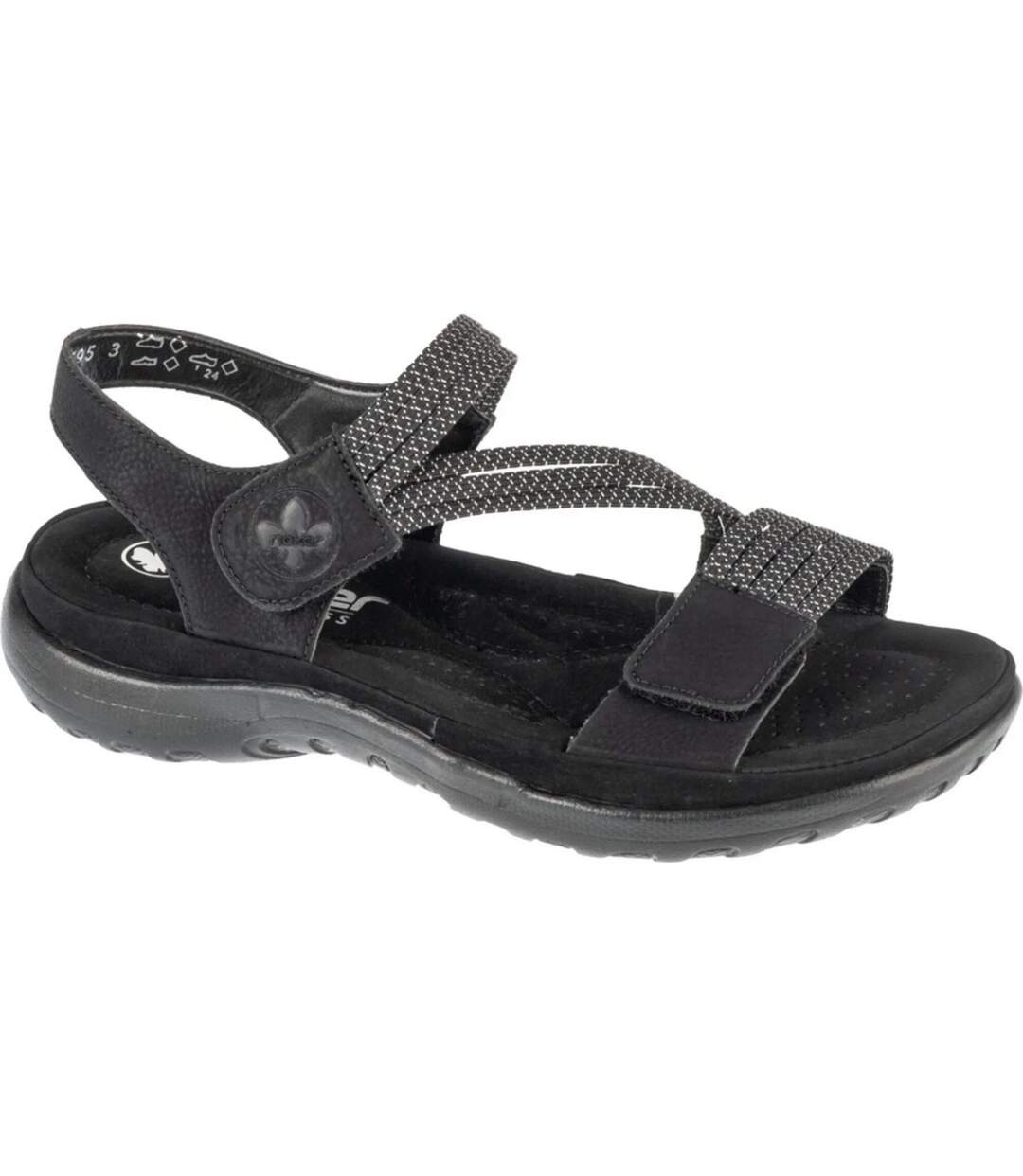 Sandales Style À Rayures Femme Noir Rieker-1