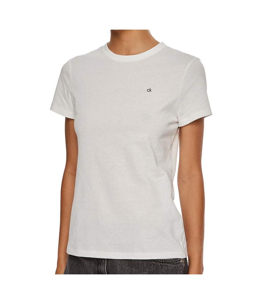 T-shirt Blanc Femme Calvin Klein Jeans Graphic - L-1