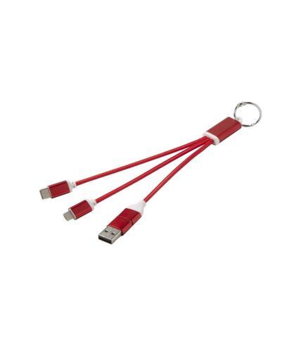 4 in 1 recycled aluminium keyring charging cable one size red Generic