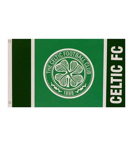 Celtic FC Wordmark Crest Flag (Green/Black) (One Size)