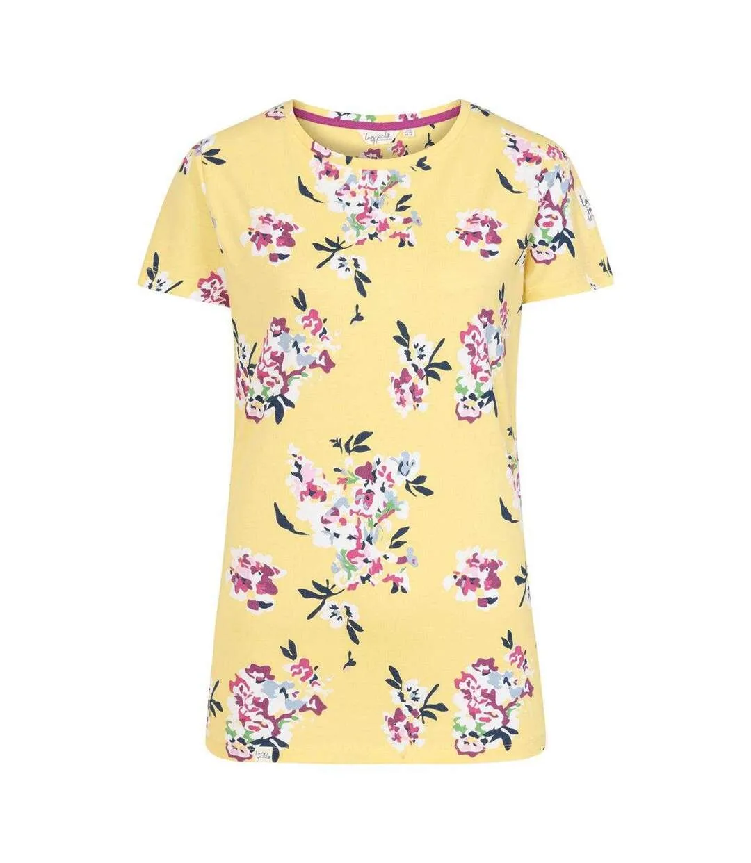 T-shirt Motif/style Fleurs Sauvages Femme Jaune Lazy Jacks-1