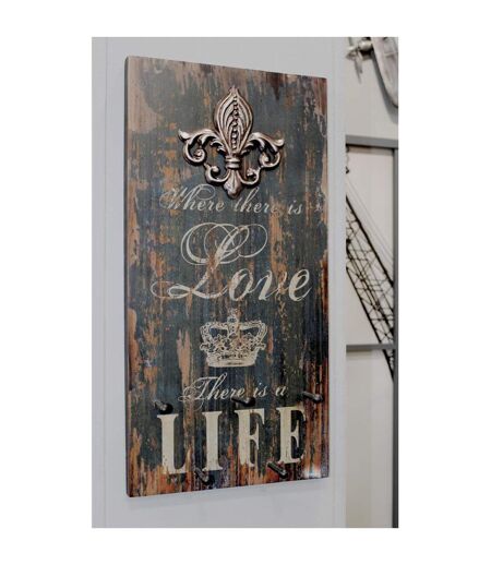Patère Murale 5 Crochets Love Life 60cm Naturel