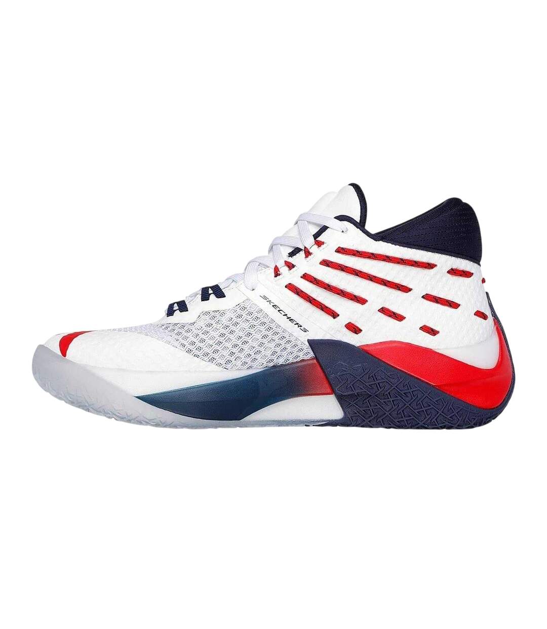 Mens Mesh Basketball Shoes White Red Skechers-2