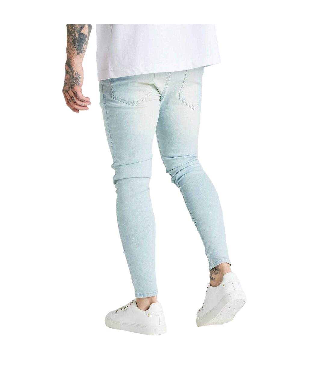 Mens Light Wash Skinny Jeans Blue SikSilk-3