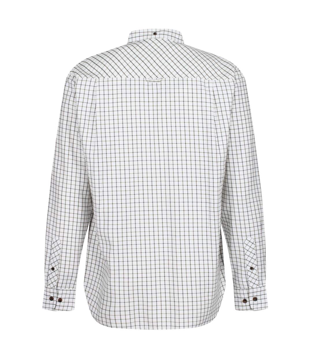 Mens tattersall checked shirt white/green Regatta-2