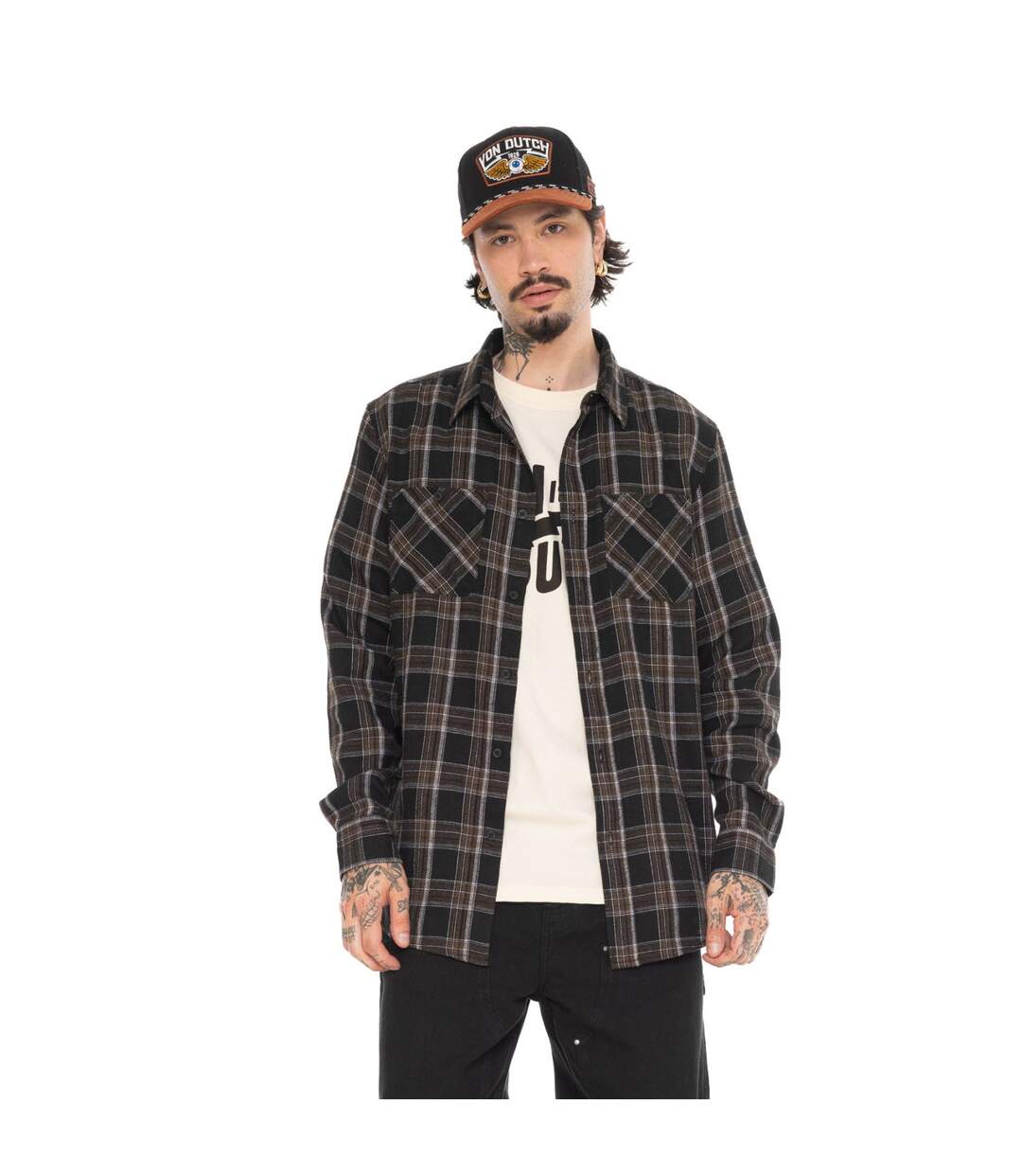 Chemise manche longues à carreaux avec poches Jack Vondutch-1