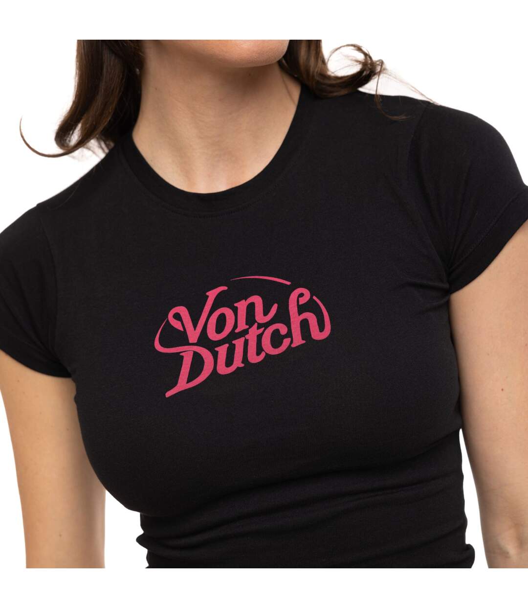 T-shirt femme moulant col rond print devant et dos Mrk Vondutch-2
