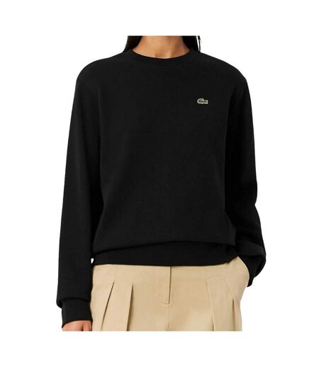 Sweat noir femme lacoste relaxed fit fleece crew neck