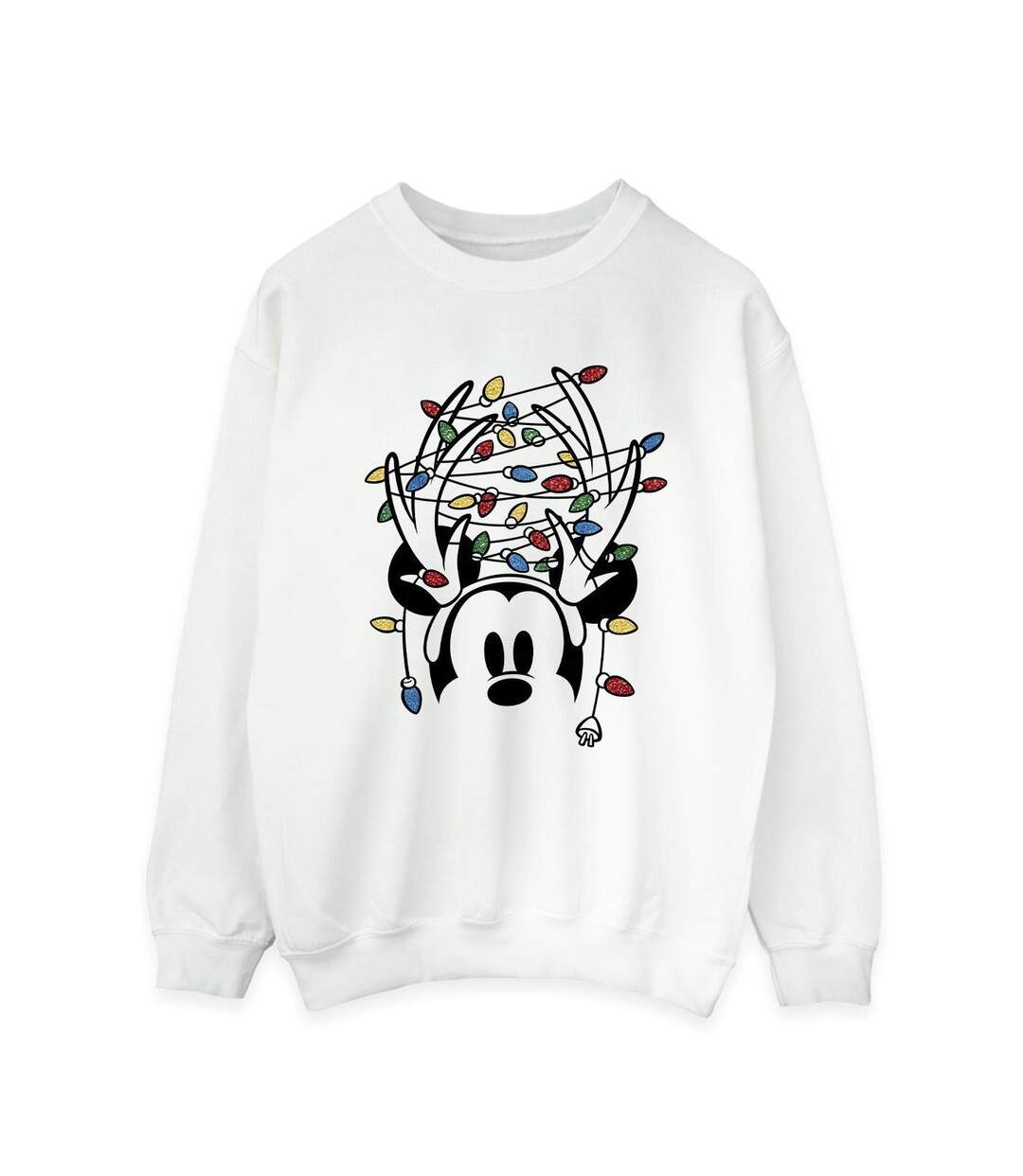 Disney Sweatshirt Womens/Ladies Mickey Mouse Christmas Head Lights (Blanc) - UTBI28801-1