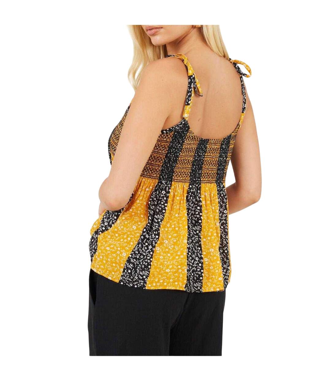Débardeur Bretelles Fines Motif/style Rayures Et Fleurs Femme Jaune Noir Brave Soul-3