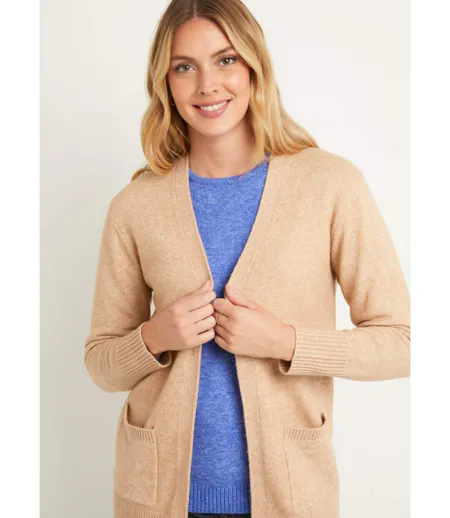 Gilet chiné long bord à bord avec laine