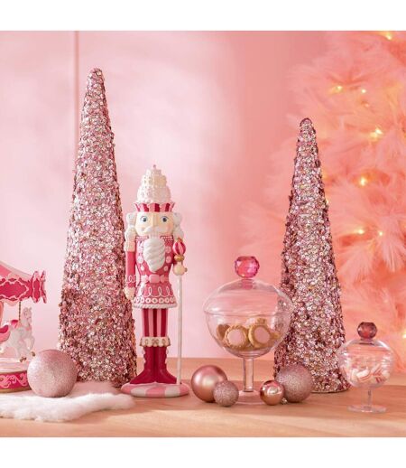 Cône Déco Sequins 46cm Rose Clair