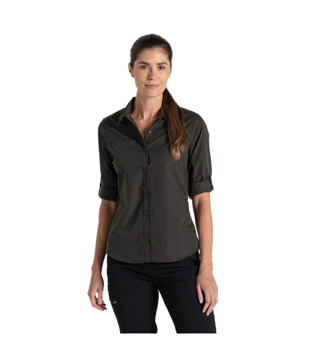 Womens/ladies Kiwi Long-sleeved Shirt Dark Cedar Green Craghoppers-4