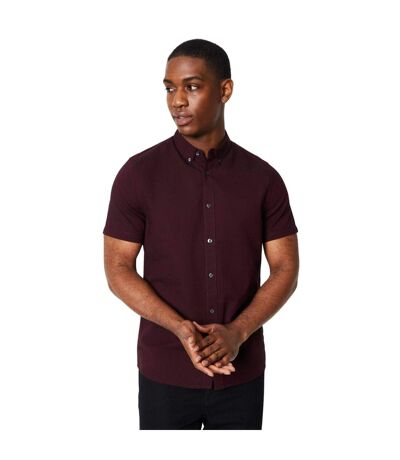 Mens Oxford Short-Sleeved Shirt Burgundy Burton